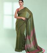 Green  cotton saree with sequine work