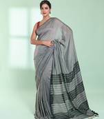 Steel grey  cotton saree with sequine work