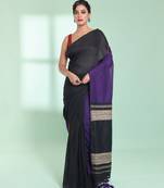 Black patli pallu cotton saree with texture design