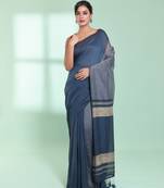 Grey patli pallu cotton saree with texture design