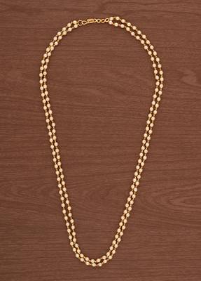 Off-white pearl double line necklace MEDIUM length one gram gold 2