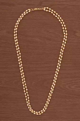 Off-white pearl double line necklace MEDIUM length one gram gold