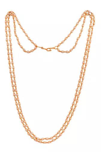 Off-white pearl double line necklace MEDIUM length one gram gold