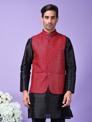 Hangup men's partywear maroon nehru 2