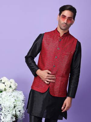 Hangup men's partywear maroon nehru 3
