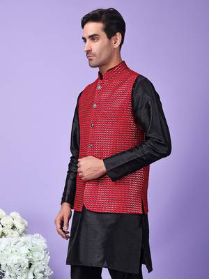 Hangup men's partywear maroon nehru 4