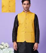 Hangup men's partywear yelllow nehru