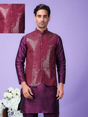Hangup men's partywear purple nehru 1