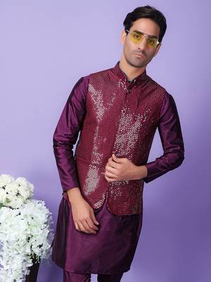 Hangup men's partywear purple nehru 2