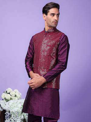 Hangup men's partywear purple nehru 3