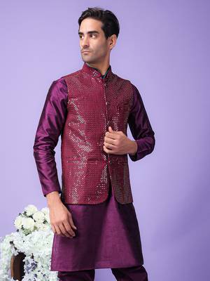 Hangup men's partywear purple nehru 4