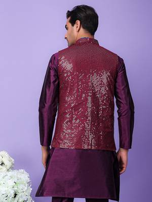 Hangup men's partywear purple nehru 5