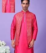 Hangup men's partywear pink nehru