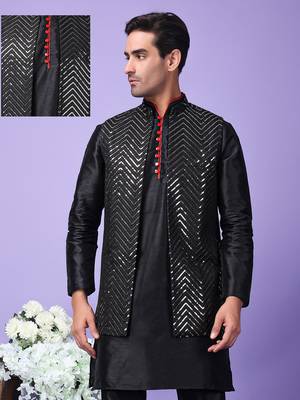 Hangup men's partywear black nehru 1