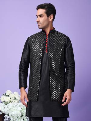 Hangup men's partywear black nehru 2