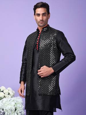 Hangup men's partywear black nehru 4