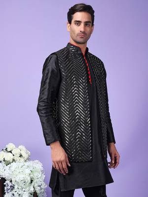 Hangup men's partywear black nehru 5