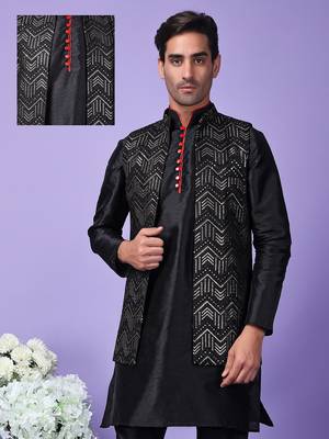 Hangup men's partywear black nehru 1
