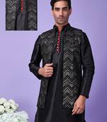 Hangup men's partywear black nehru