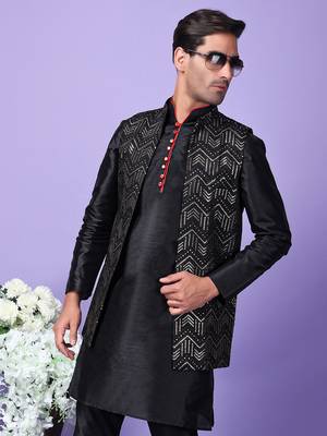 Hangup men's partywear black nehru 3