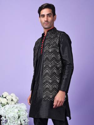Hangup men's partywear black nehru 4