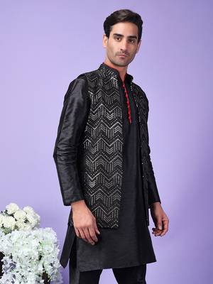 Hangup men's partywear black nehru 5