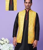 Hangup men's partywear yellow nehru