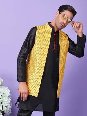 Hangup men's partywear yellow nehru 3