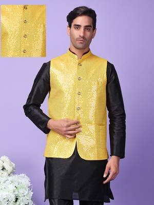 Hangup men's partywear golden nehru 1