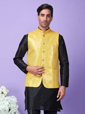 Hangup men's partywear golden nehru 2