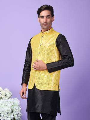 Hangup men's partywear golden nehru 3