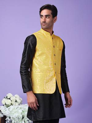 Hangup men's partywear golden nehru 4