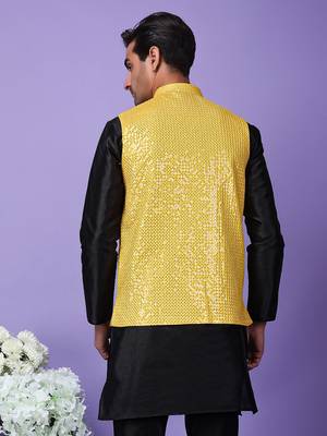 Hangup men's partywear golden nehru 5