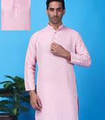 Hangup men's partywear pink kurta