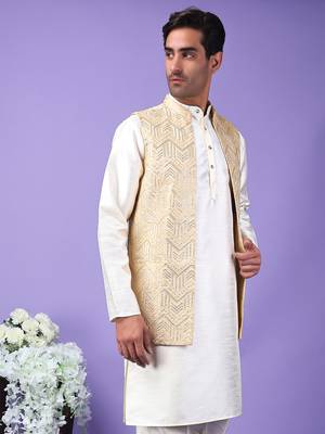 Hangup men's partywear golden nehru 5