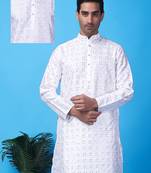 Hangup men's partywear white kurta