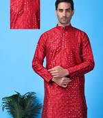 Hangup men's partywear red kurta