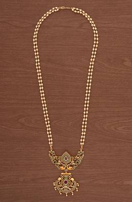 Off-white 2 line pearl necklace with big pendant one gram gold 2