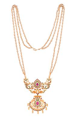 Off-white 2 line pearl necklace with big pendant one gram gold 3