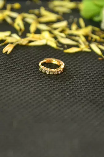 Designer circular hoop type premium diamond floral nosering nosepin for women