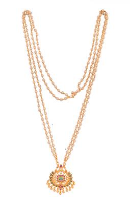 Off-White Green and Purple Gemstone Studded Necklace 3