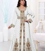 White color luxurious Full Sleeves Handmade Moroccan Kaftan .