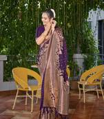 Banarasi Woven Purple Saree With Heavy Jacquard Work Saree With Blouse Piece