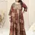Beige multicolor block print sequins embroidery gotta patti anarkali rayon kurti stiched