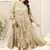 Beige green floral print embroidery hand work anarkali rayon kurti stiched kurta