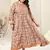 Light orange pink floral print zari mirror embroidery anarkali rayon kurti stiched