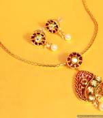 Ruby Antique Filigree Work Kundan Pendant Set