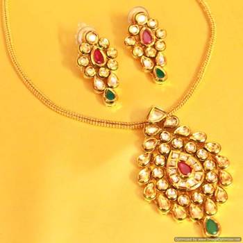 Ruby & Emerald Gold Kundan Meenakari Pendant Set 1