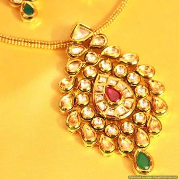 Ruby & Emerald Gold Kundan Meenakari Pendant Set 2