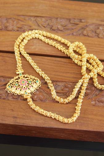 Designer gold plated cz moppu chain